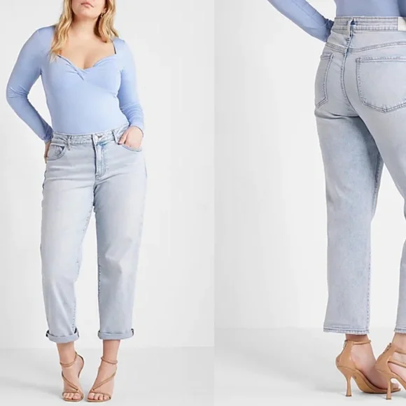 Express Mid Rise Blue Tinted Boyfriend Jeans Brand New With Tag 🏷 - Picture 16 of 16